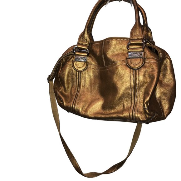 Tignanello HOLIDAY rich gold leather cross body hand bag gold chain link… - Picture 1 of 7